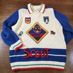 Vintage Club Scout Women Sweater W/ Patches Long Sleeve Size 22/24 Knit